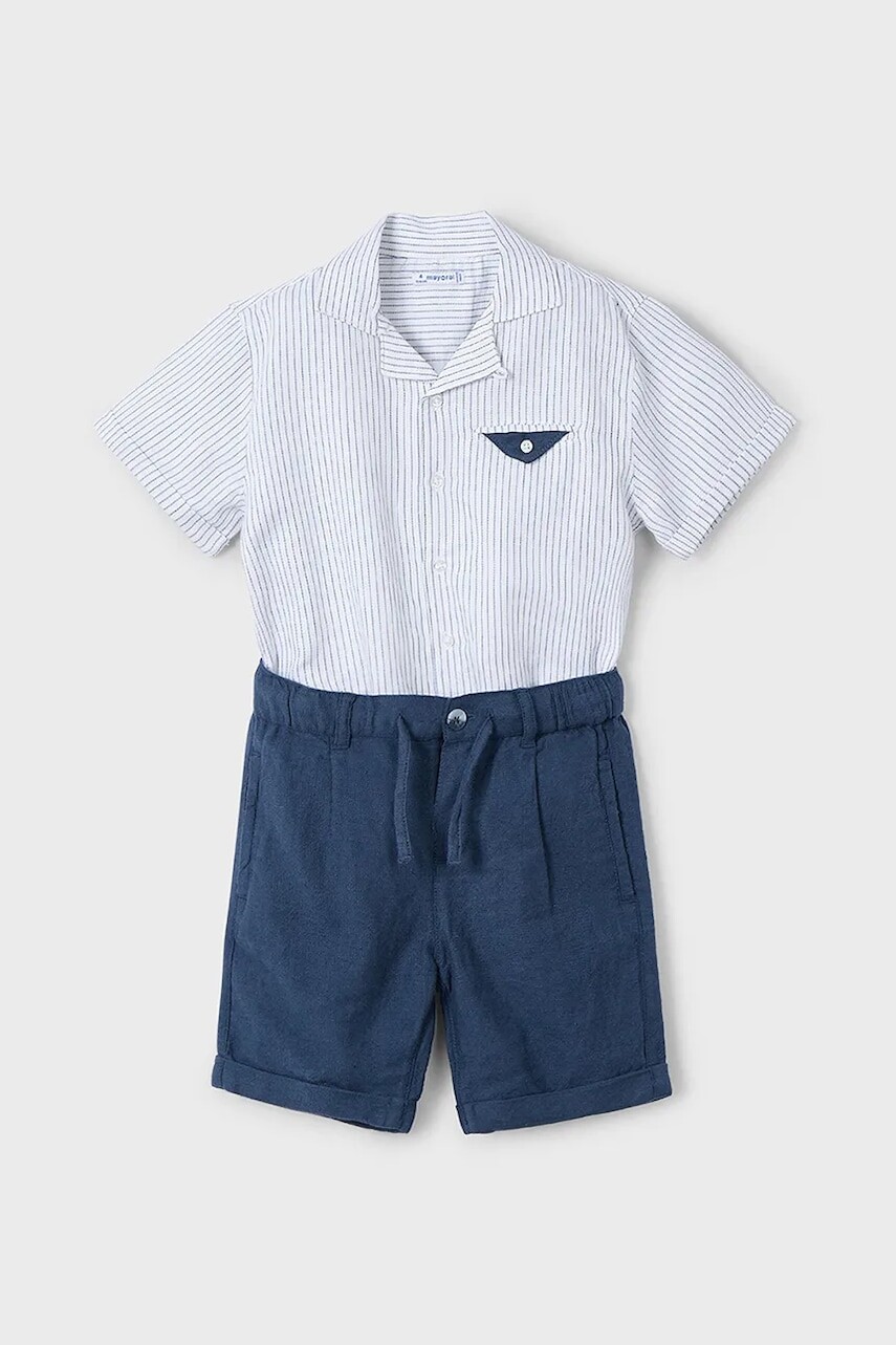 Detská súprava s nádychom ľanu Mayoral tmavomodrá farba, 3231