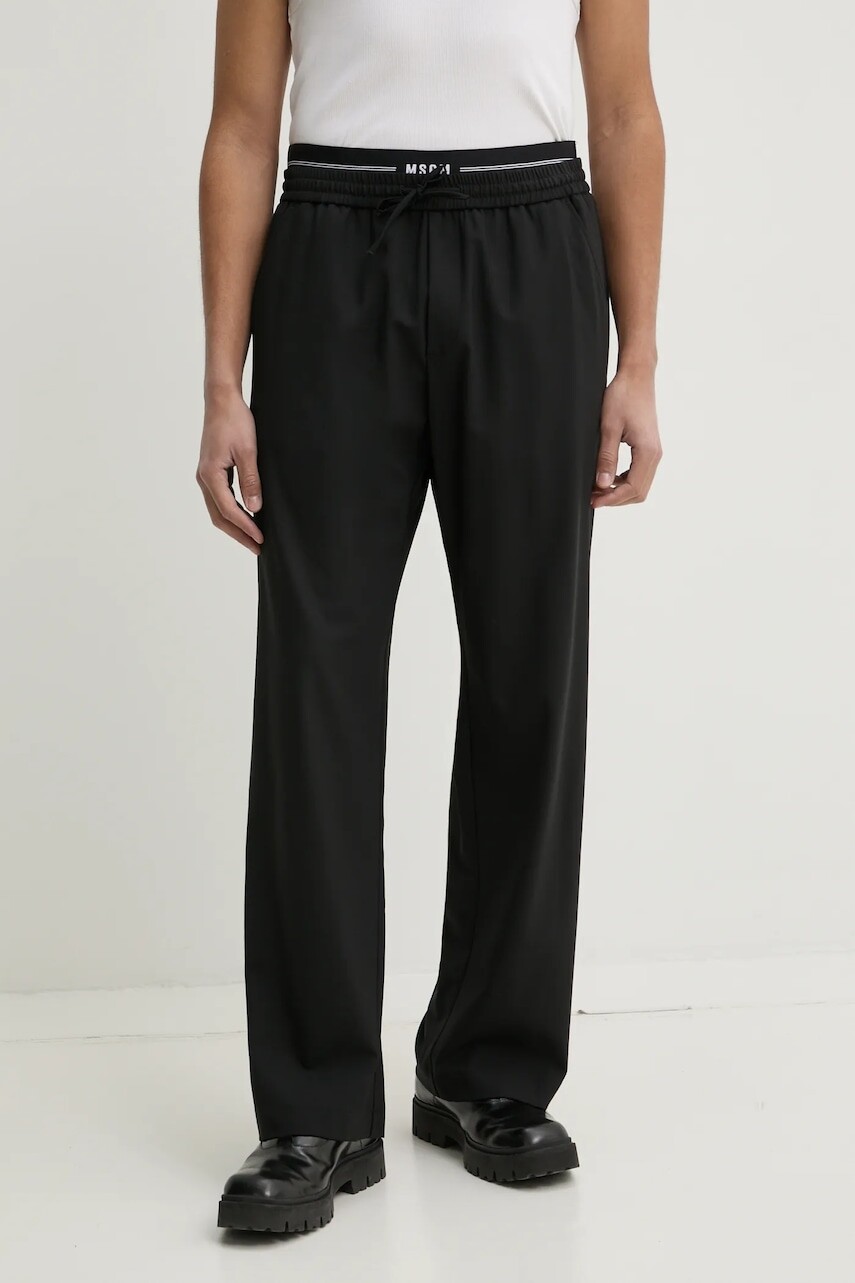 Vlnené nohavice MSGM čierna farba, rovné, 3840MP14.257127