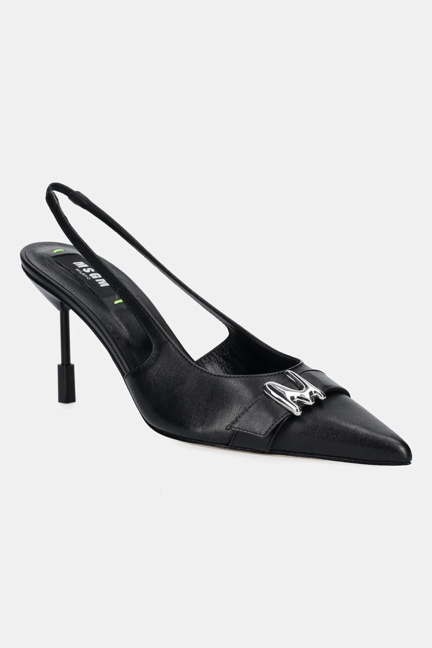 Kožené lodičky MSGM čierna farba, 3841MDS834