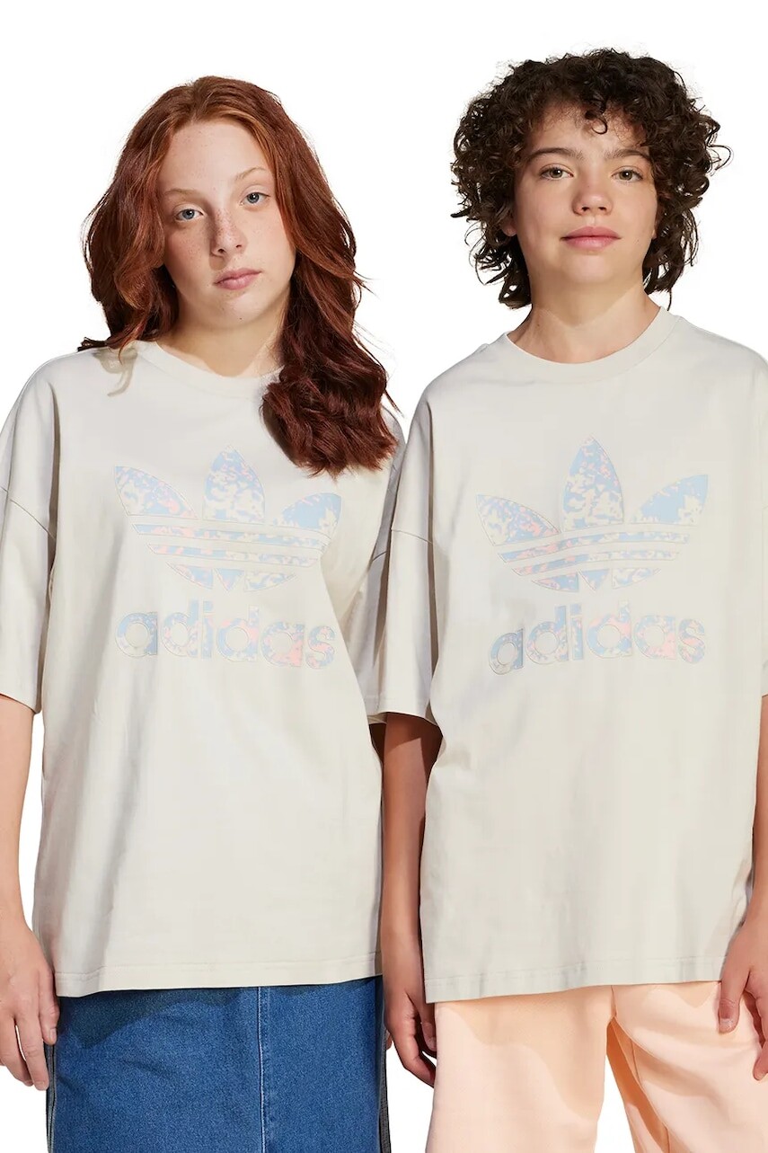 Detské bavlnené tričko adidas Originals šedá farba, s potlačou, JJ0277