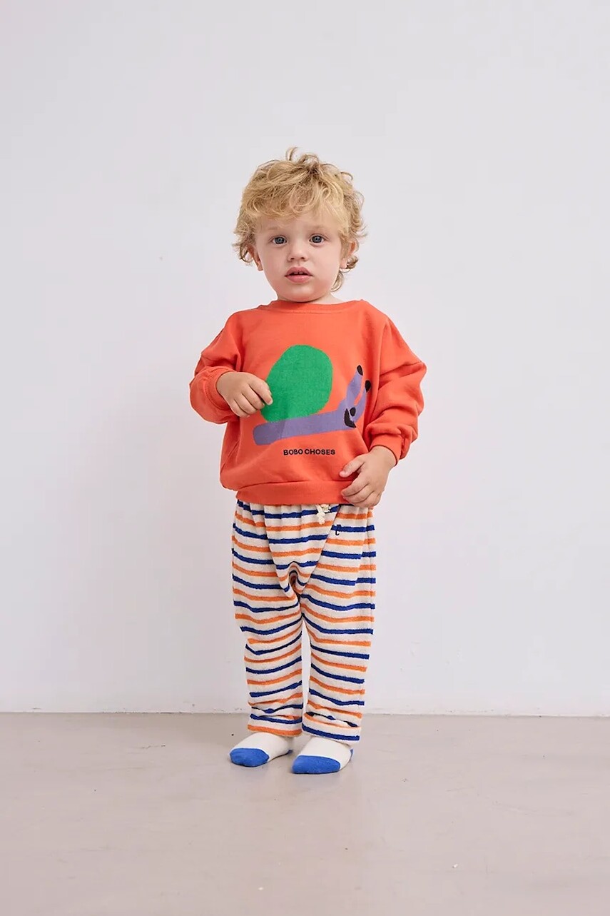 Mikina pre bábätká Bobo Choses Funny Snail oranžová farba, s potlačou, 125AB118