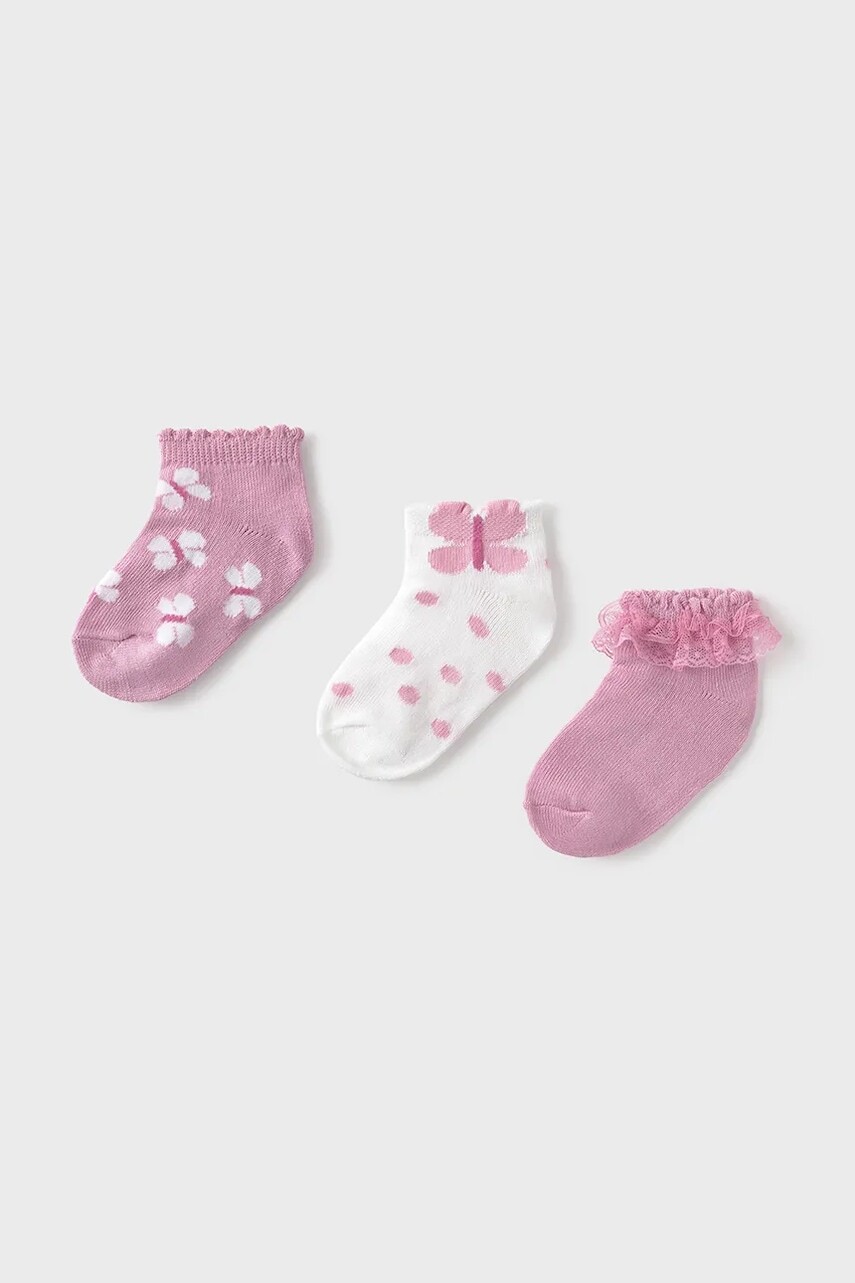 Detské ponožky Mayoral 3-pak ružová farba, 10874