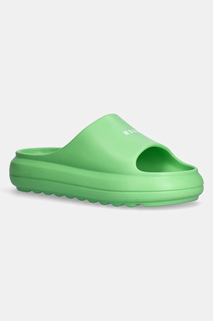 Šľapky MSGM dámske, zelená farba, na platforme, 3841MDS206