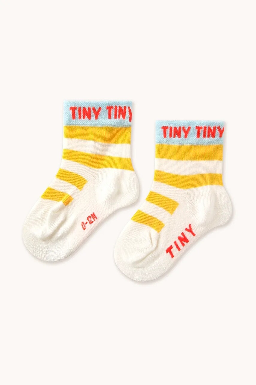 Detské ponožky Tinycottons STRIPES SHORT HEIGHT SOCKS žltá farba, SS25-458