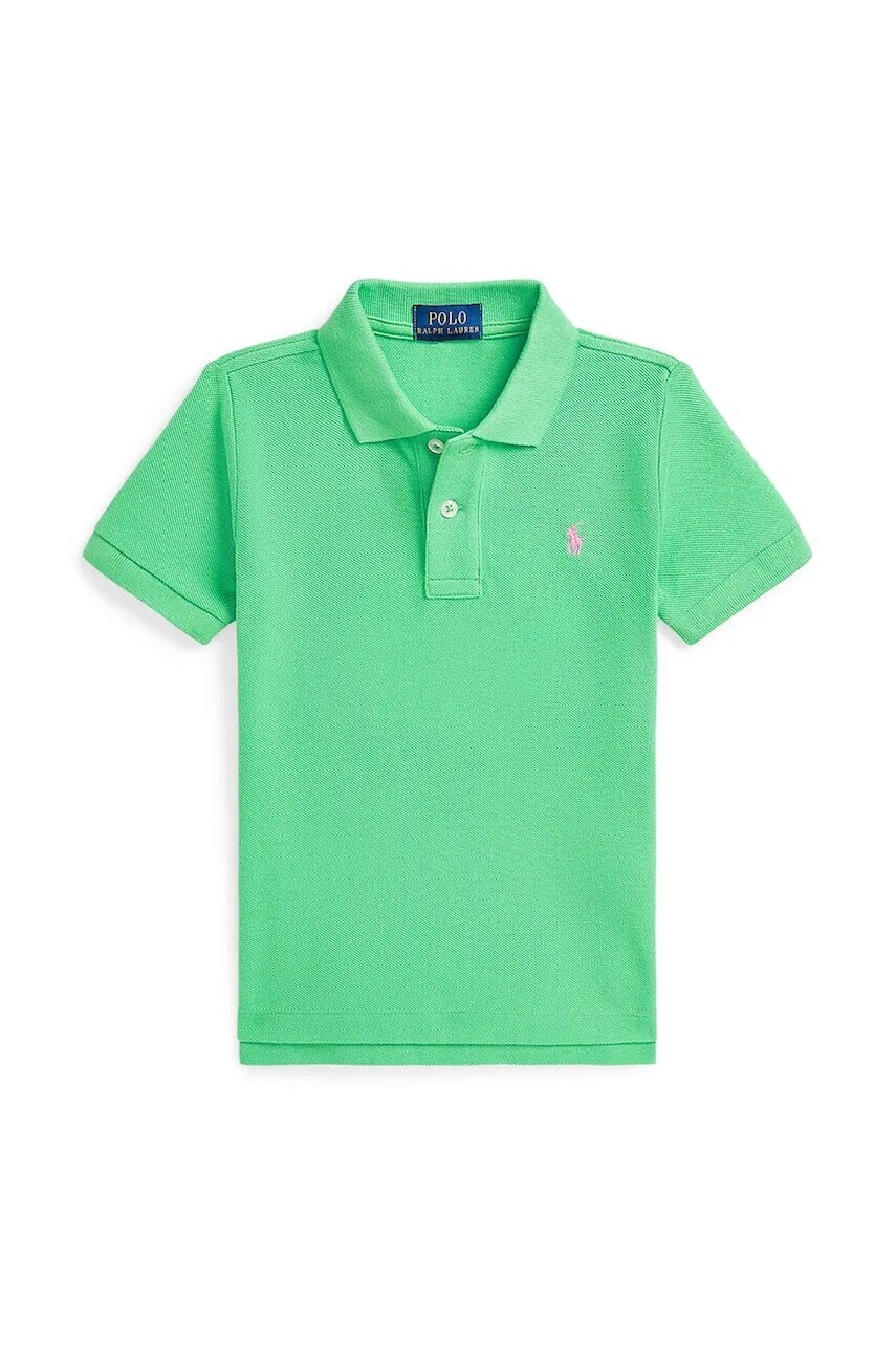 Detská bavlnená polokošeľa Polo Ralph Lauren zelená farba, jednofarebný, 322703632192