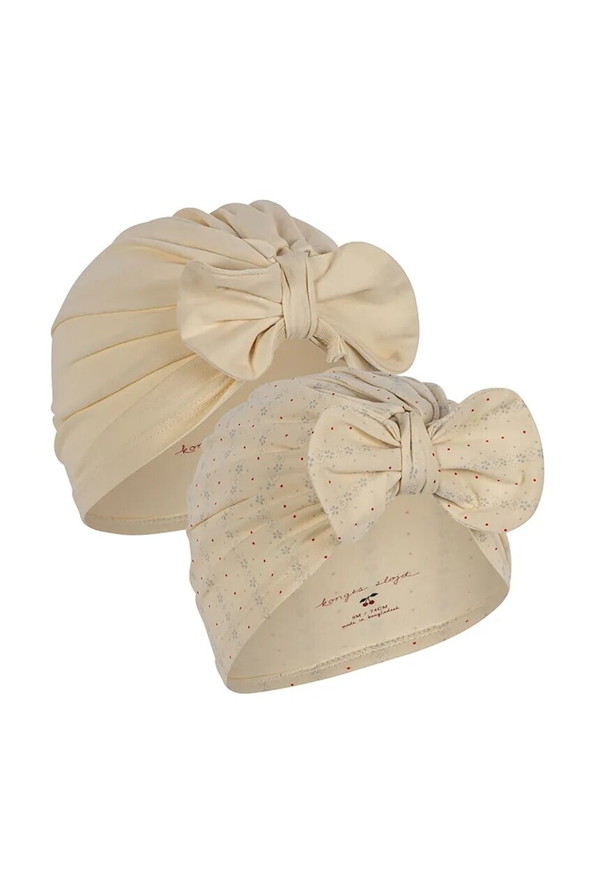 Detská čiapka Konges Sløjd BASIC 2 PACK BAMBI BUNNET GOTS 2-pak béžová farba biela, KS102253