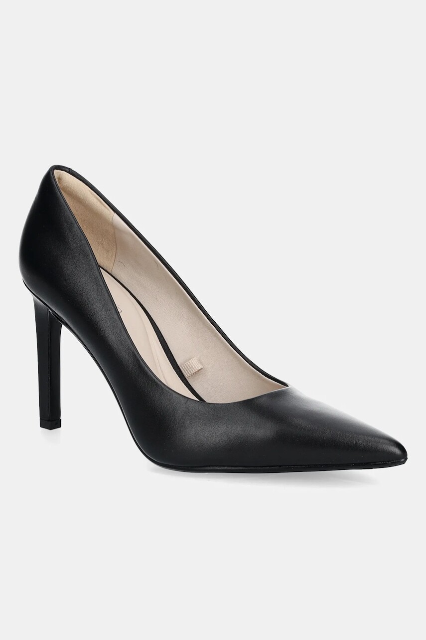 Kožené lodičky Calvin Klein HEEL PUMP 90 - LTH čierna farba, HW0HW02336