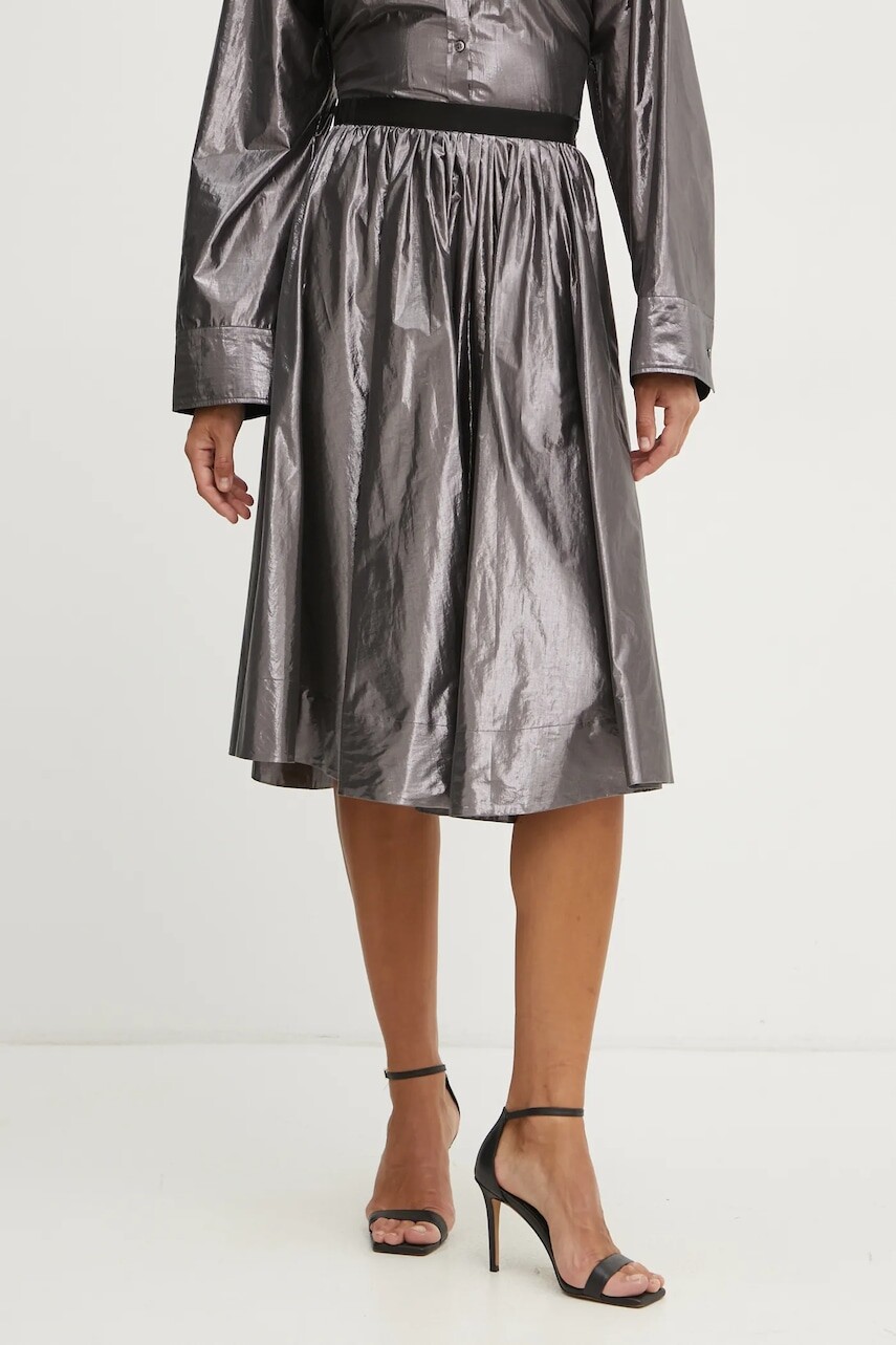 Sukňa Forte Forte fialová farba, midi, áčkový strih, 13592.my skirt