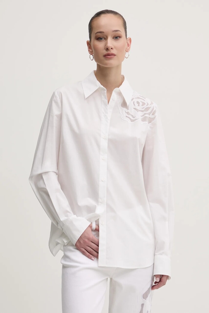 Bavlnená košeľa Blugirl Blumarine dámska, béžová farba, regular, s klasickým golierom, RA5031.TS246