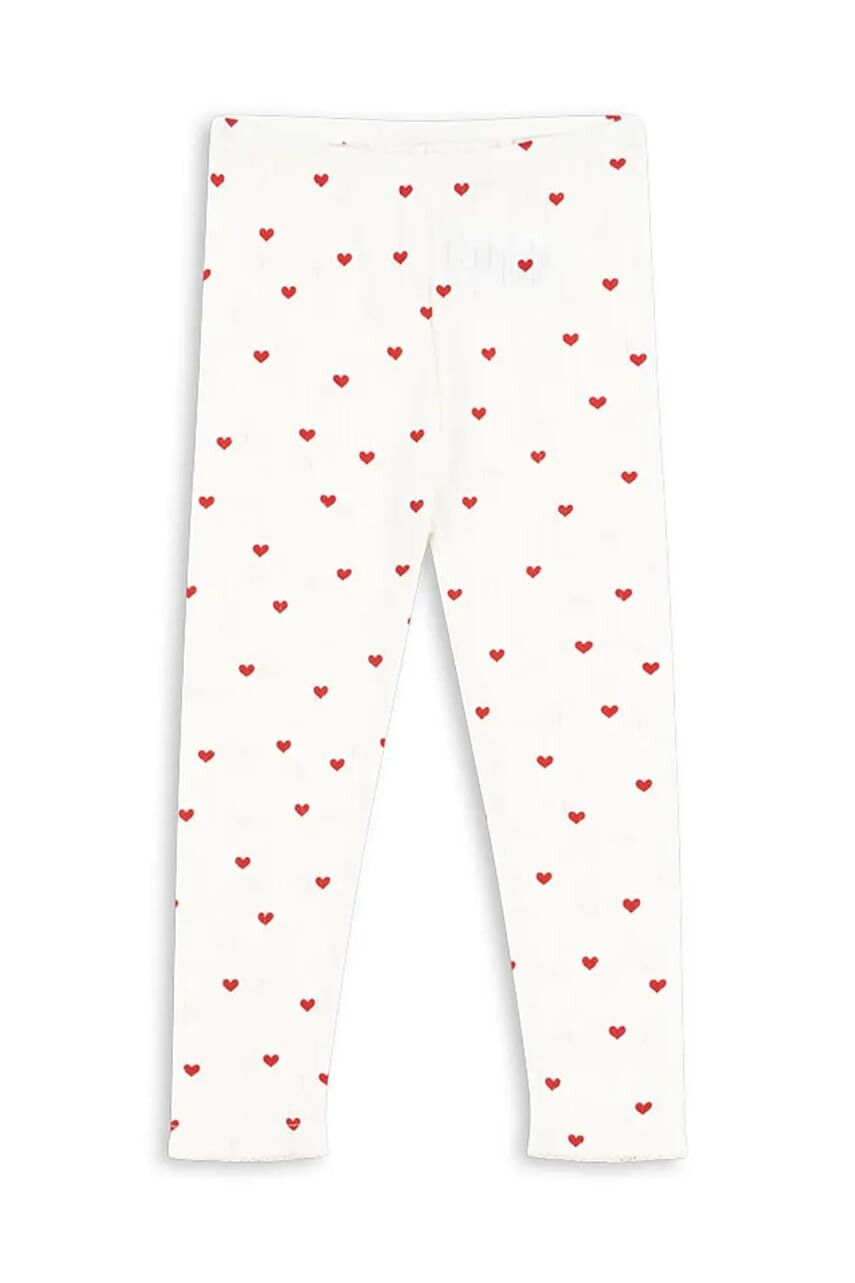 Detské bavlnené legíny Konges Sløjd MINNIE PANTS GOTS biela farba, vzorované, KS103363