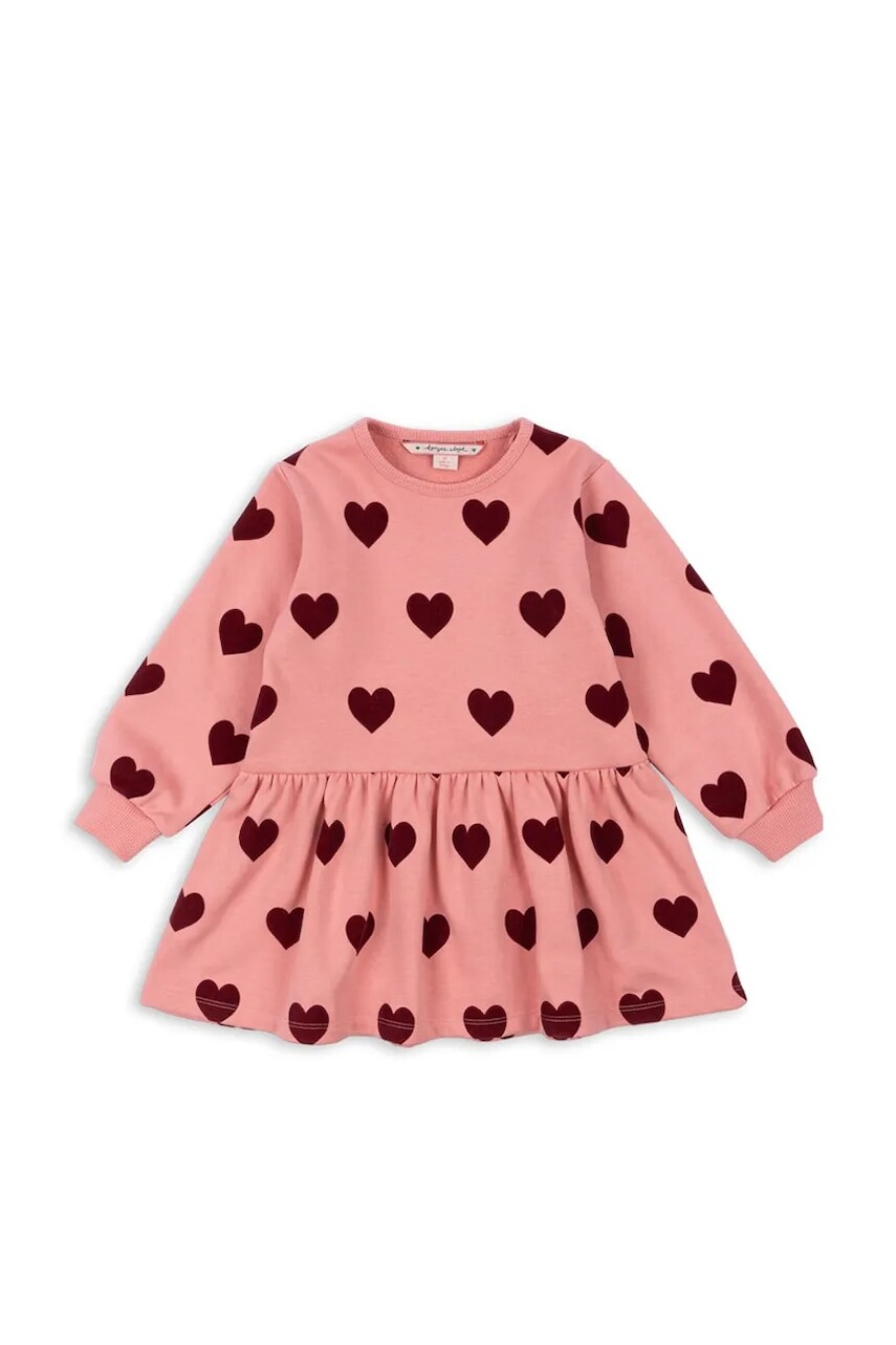 Dievčenské šaty Konges Sløjd LOU SWEAT DRESS OCS ružová farba, mini, áčkový strih, KS102019