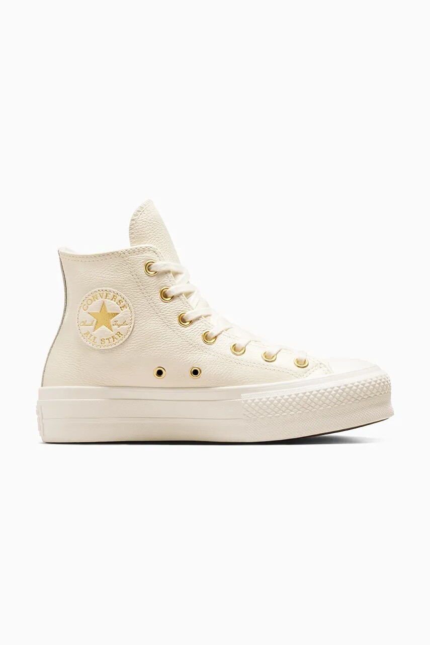 Kožené tenisky Converse Chuck Taylor All Star Lift dámske, biela farba, A12764C