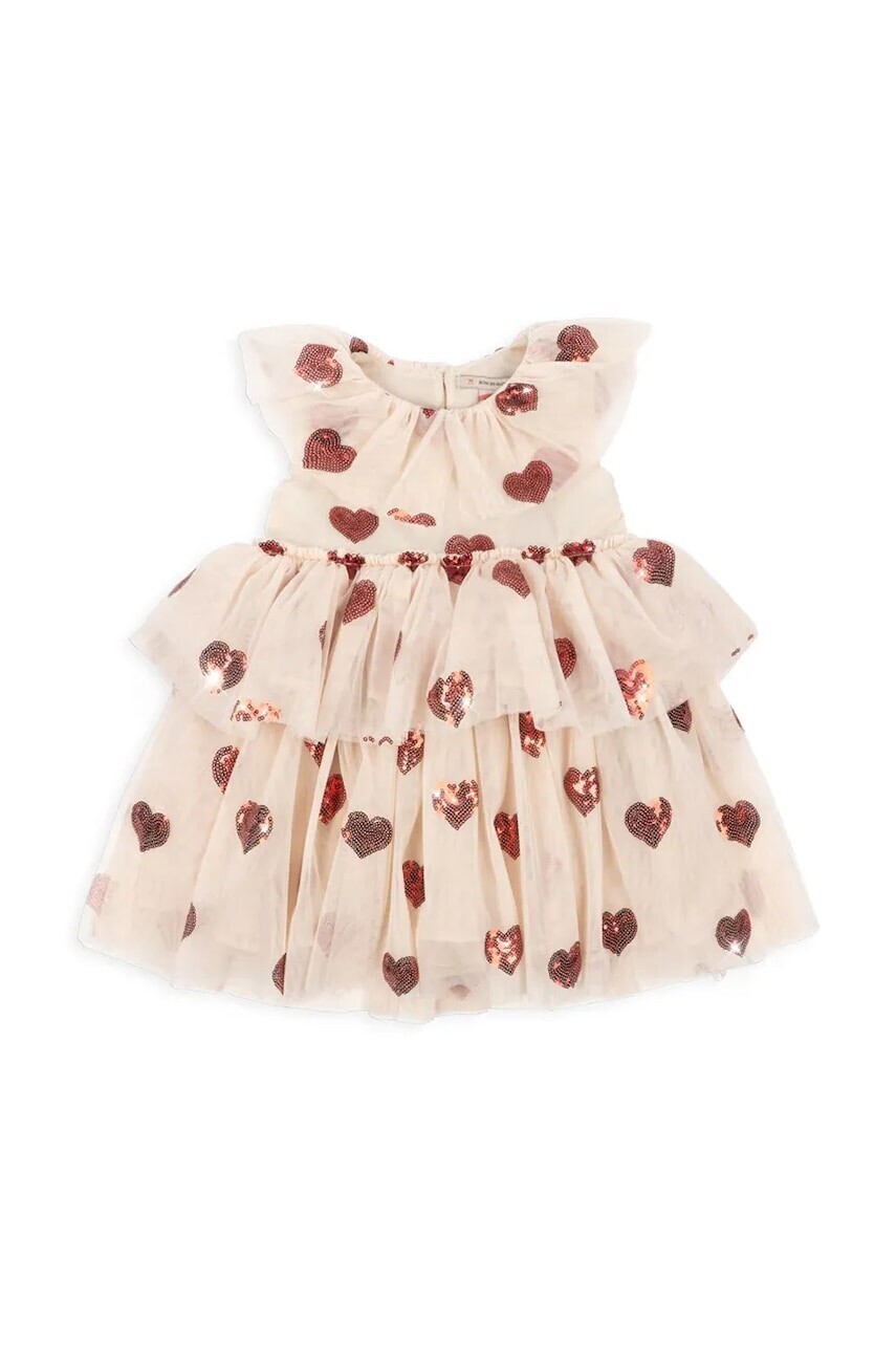 Dievčenské šaty Konges Sløjd YVONNE FAIRY DRESS GRS béžová farba, mini, áčkový strih, KS103367