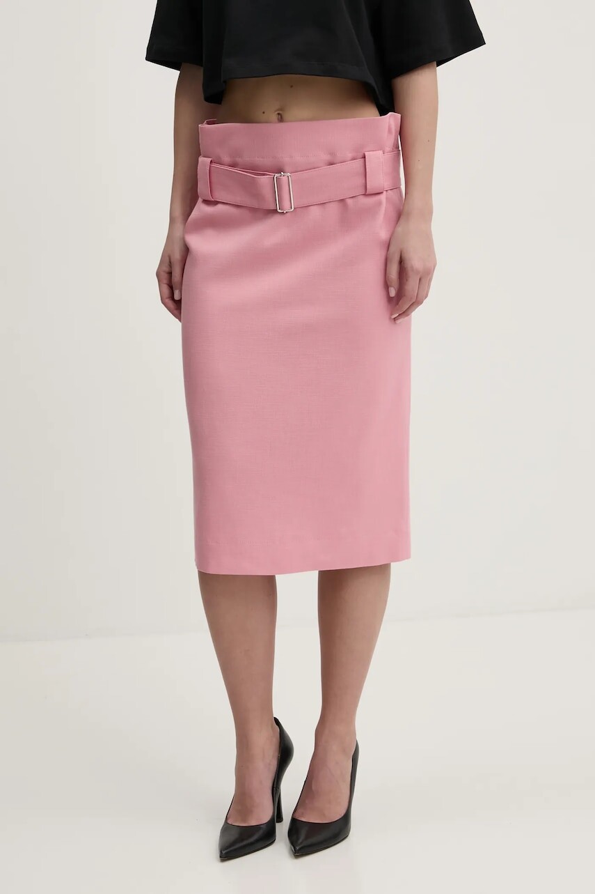 Sukňa MSGM ružová farba, midi, puzdrová, 3841MDD05.257106
