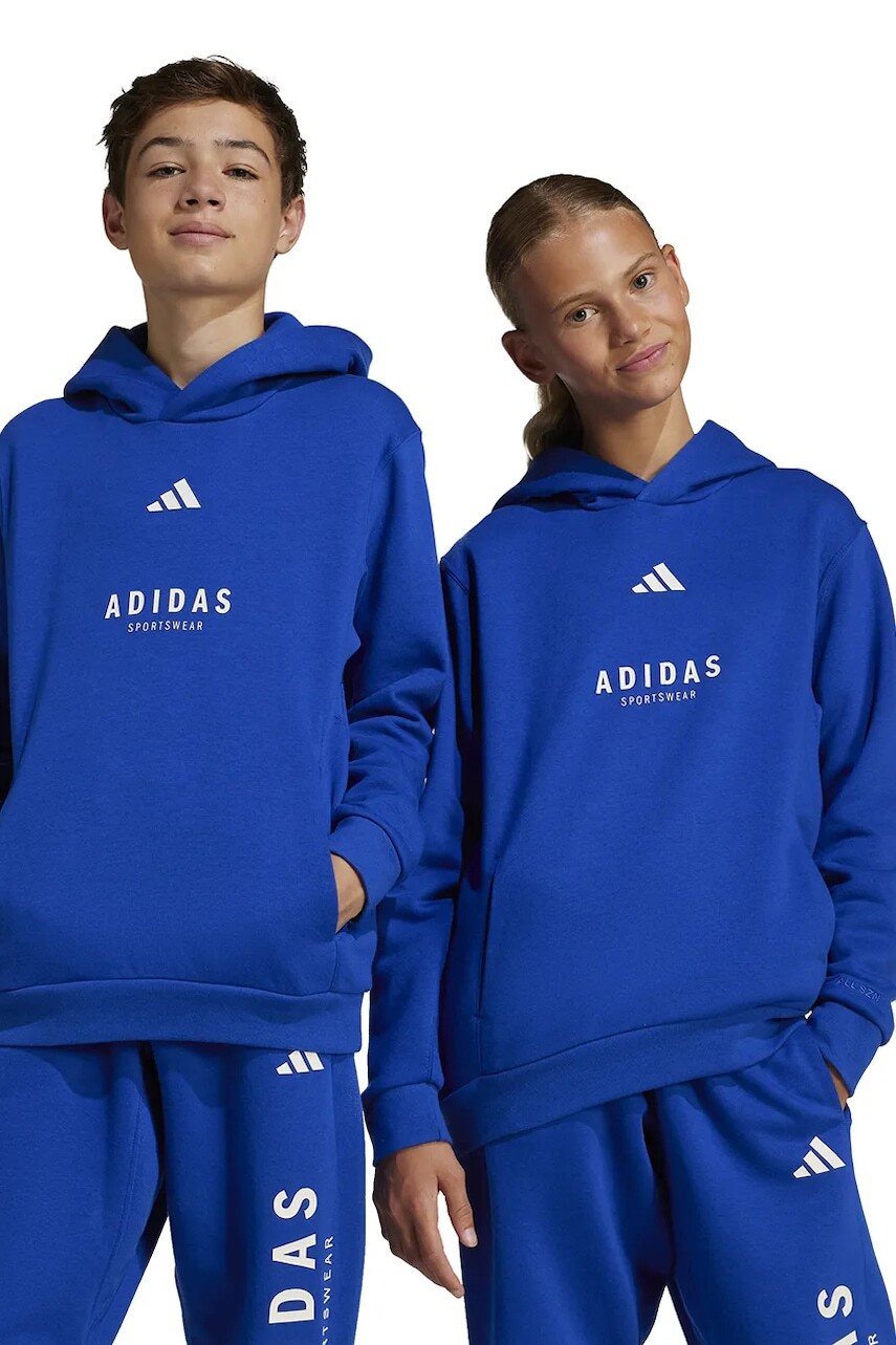Detská mikina adidas s kapucňou, s nášivkou, JC7618