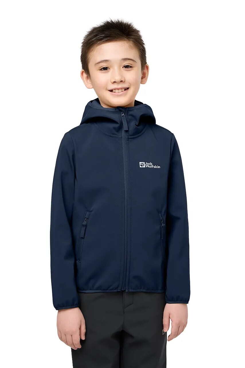 Detská bunda Jack Wolfskin FOURWINDS JACKET KIDS tmavomodrá farba, A61854