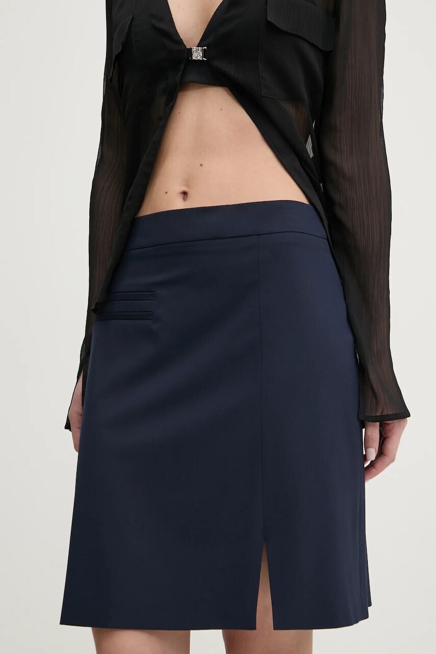 Sukňa HUGO tmavomodrá farba, mini, rovný strih, 50533891