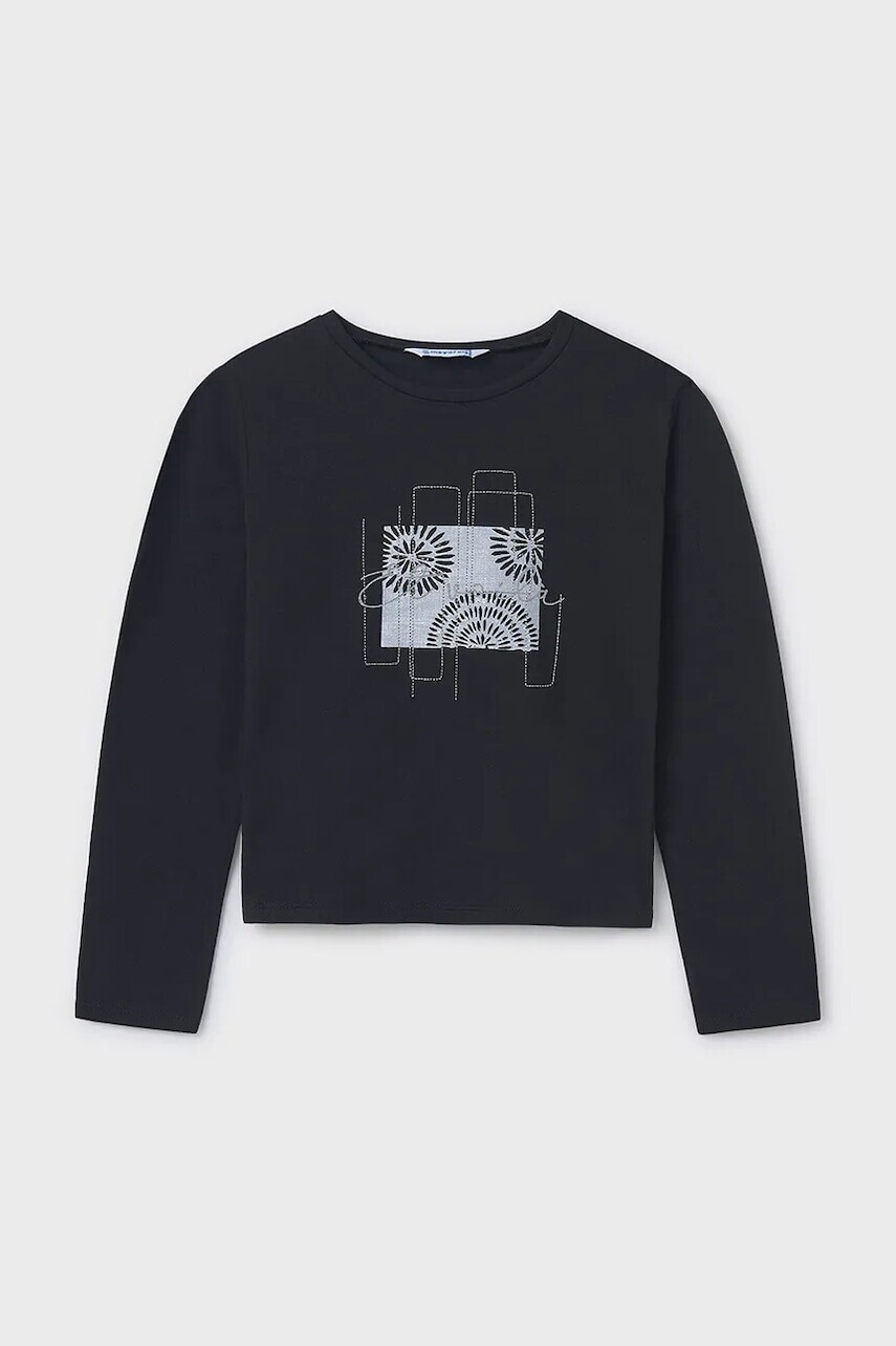 Detská bavlnená košeľa s dlhým rukávom Mayoral čierna farba, 6031