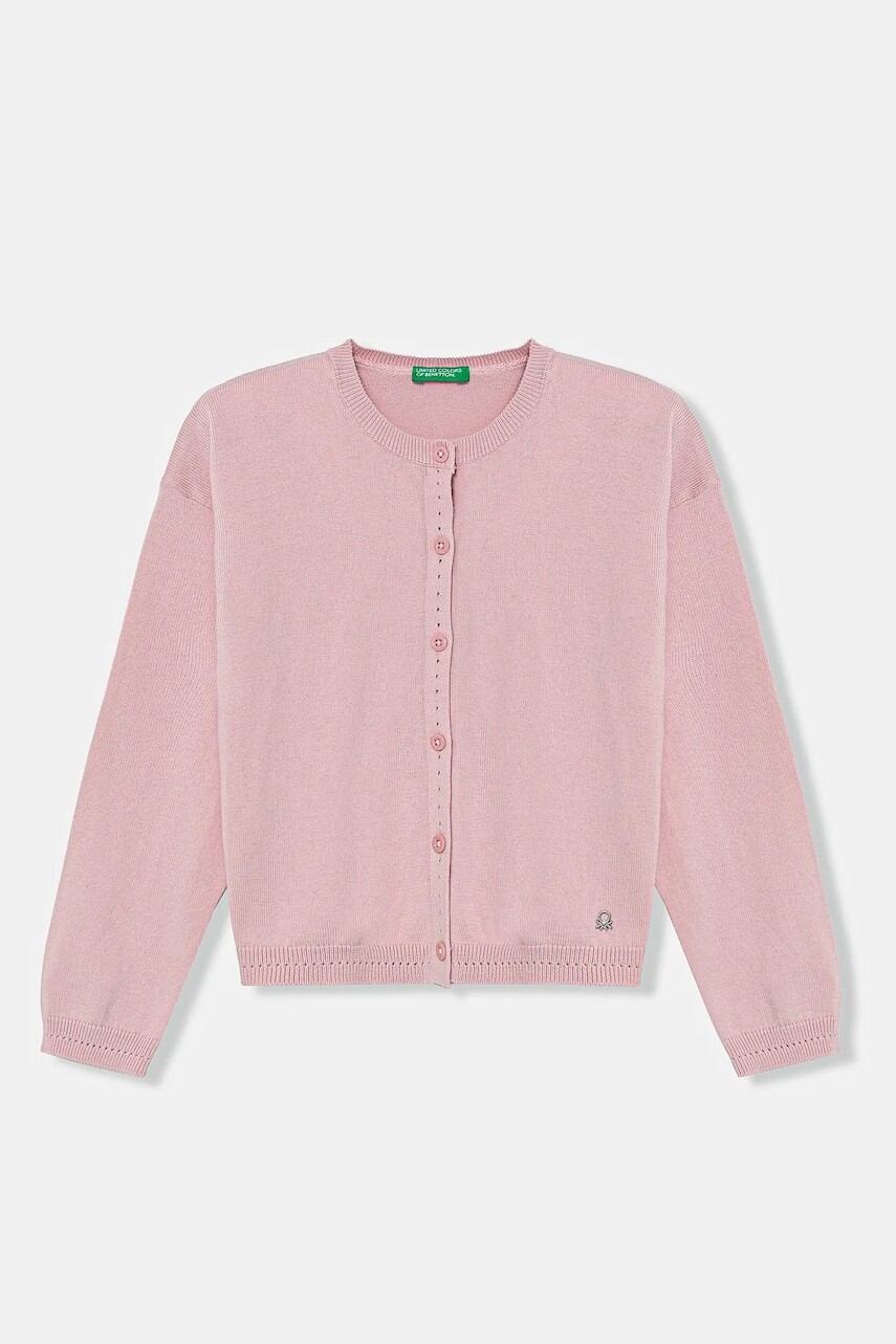 Detský bavlnený kardigan United Colors of Benetton ružová farba, tenký, 1098G500P
