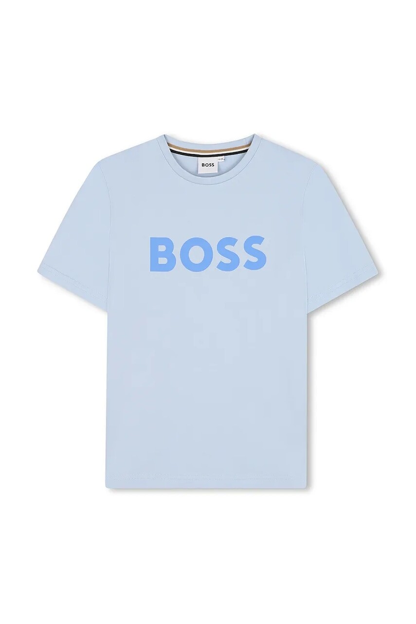Detské bavlnené tričko BOSS s potlačou, J52030