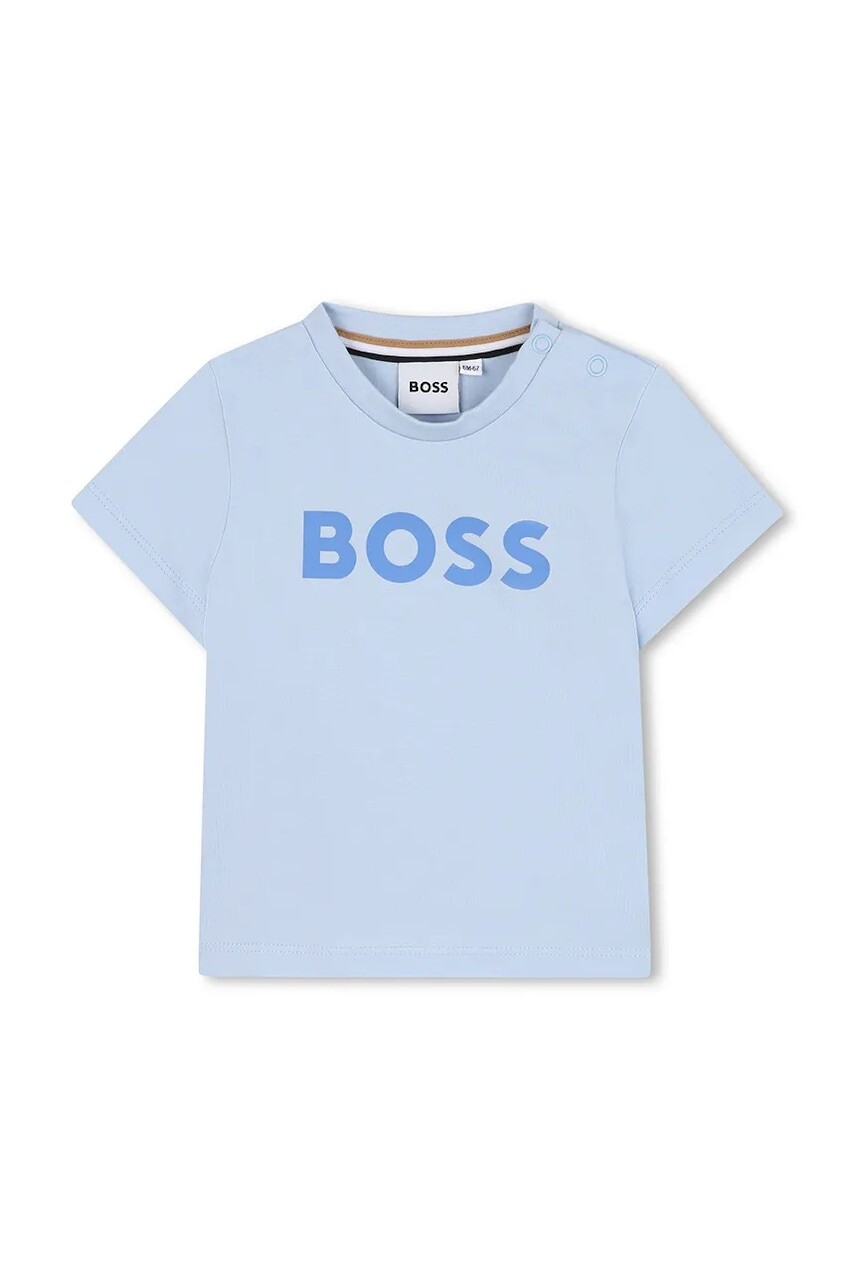 Detské bavlnené tričko BOSS s potlačou, J52105