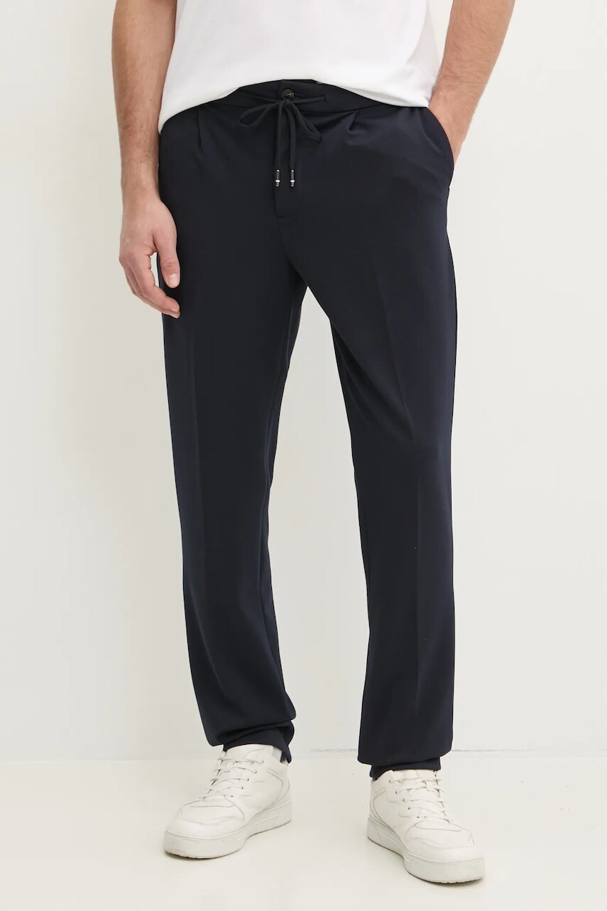 Nohavice Tommy Hilfiger pánske, tmavomodrá farba, strih chinos, MW0MW39197