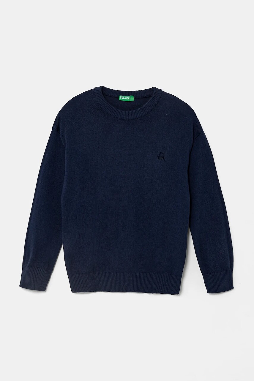 Detský bavlnený sveter United Colors of Benetton tmavomodrá farba, tenký, 1098C107W