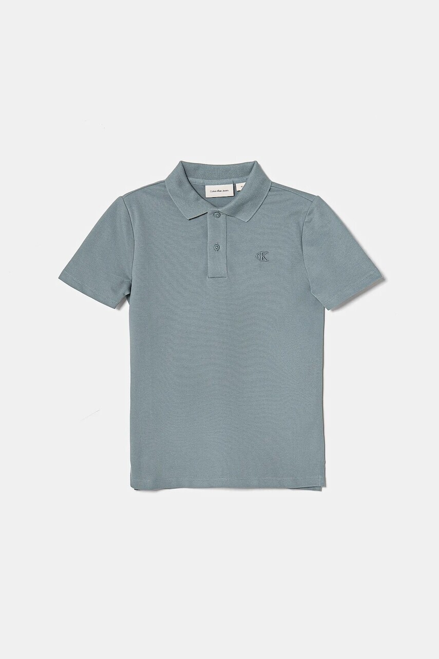 Detské polo tričko Calvin Klein Jeans tyrkysová farba, jednofarebný, IB0IB02486