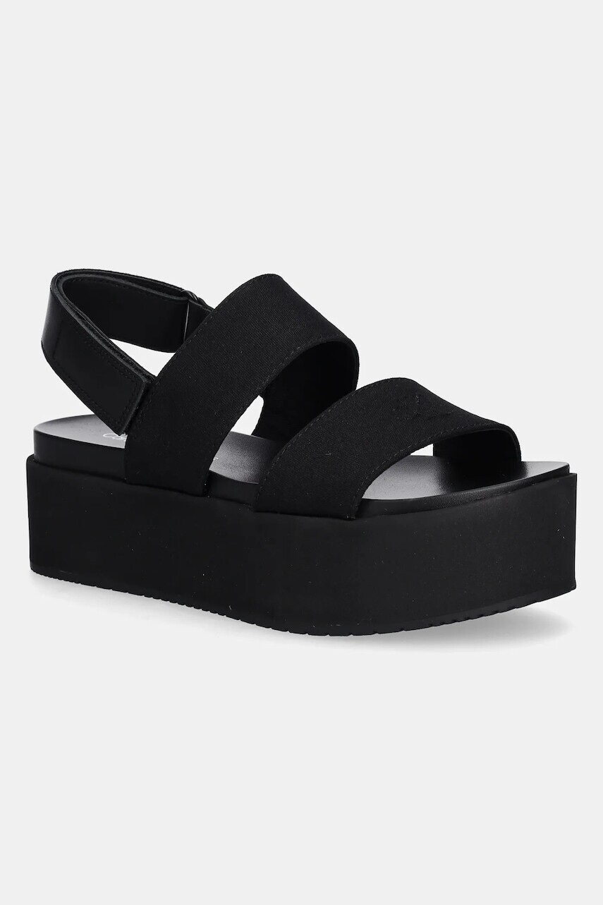 Sandále Calvin Klein Jeans FLATFORM SANDAL SLING IN dámske, čierna farba, na platforme, YW0YW01788
