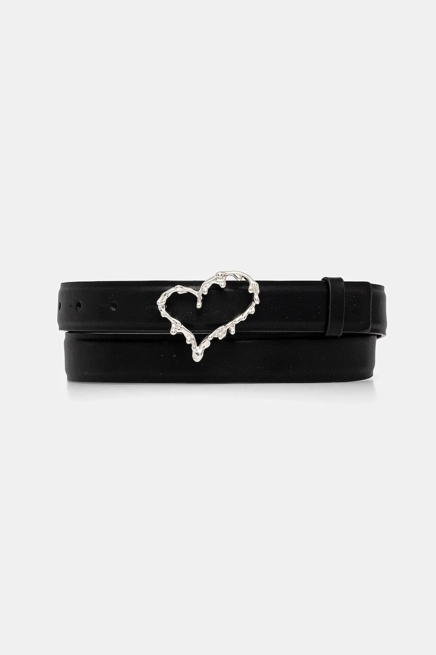 Opasok Desigual HEART dámsky, čierna farba, 25SARL22