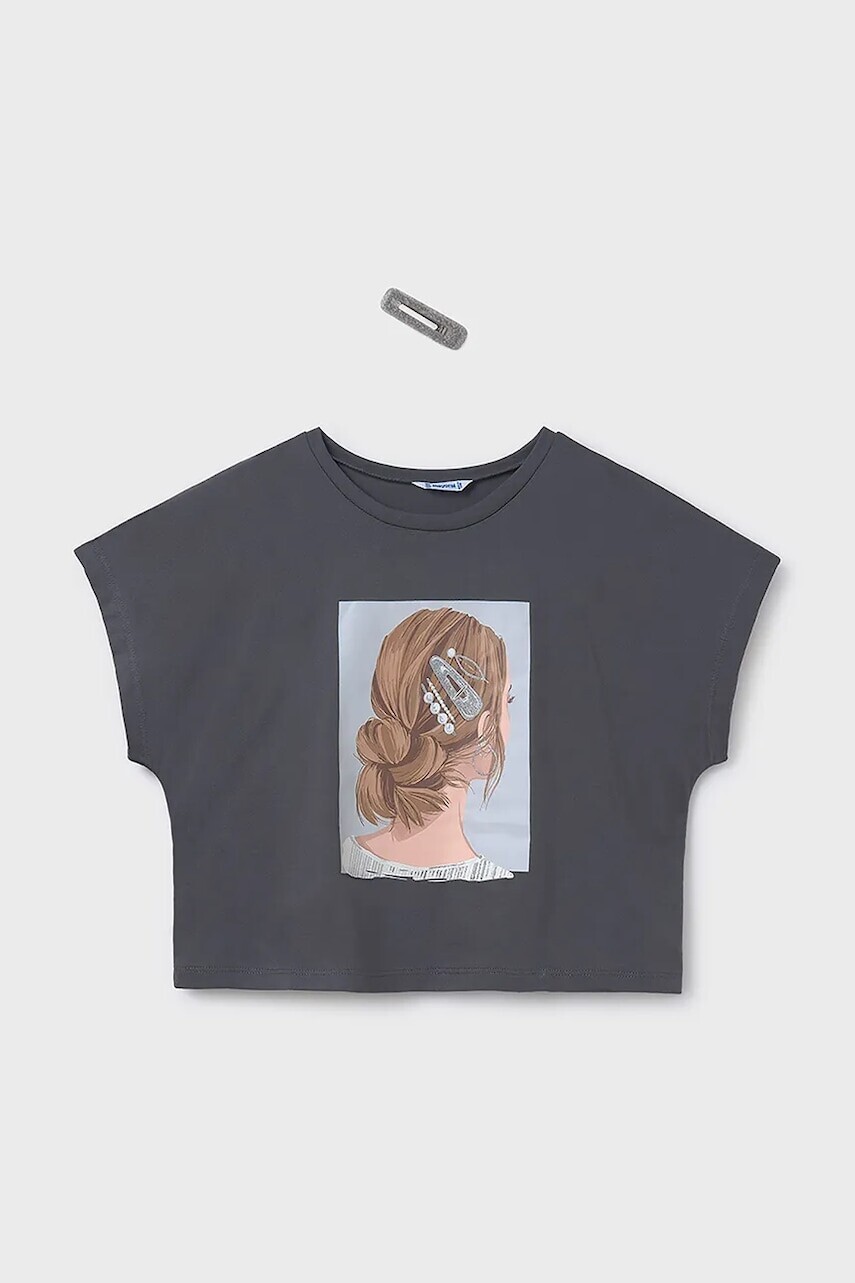 Detské bavlnené tričko Mayoral šedá farba, 6021