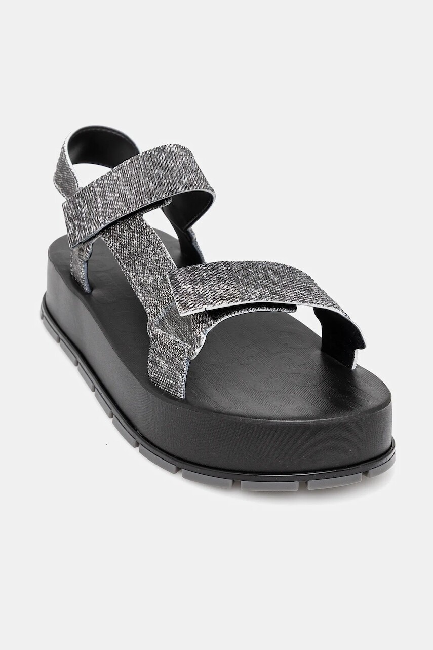 Sandále Melissa FLOWING PLATFORM DENIM dámske, čierna farba, na platforme, M 36132