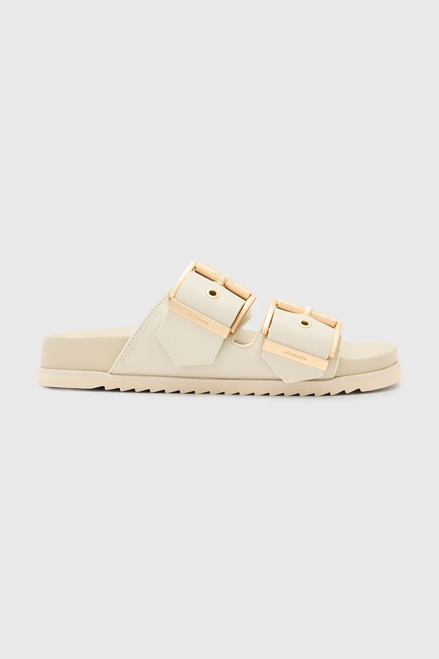 Kožené šľapky AllSaints Sian Sandal dámske, béžová farba, W034FC
