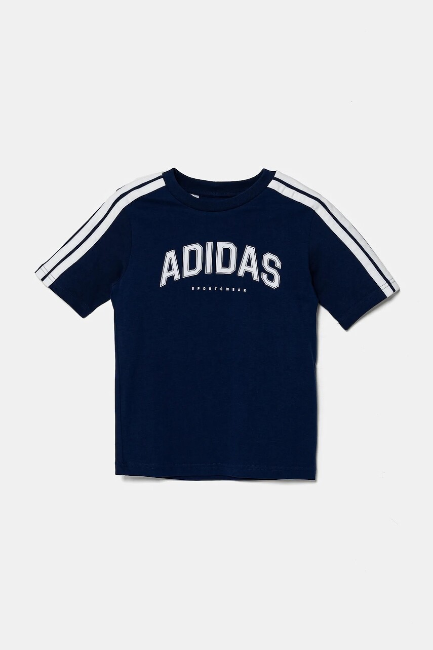 Detské bavlnené tričko adidas tmavomodrá farba, s potlačou, JL6138