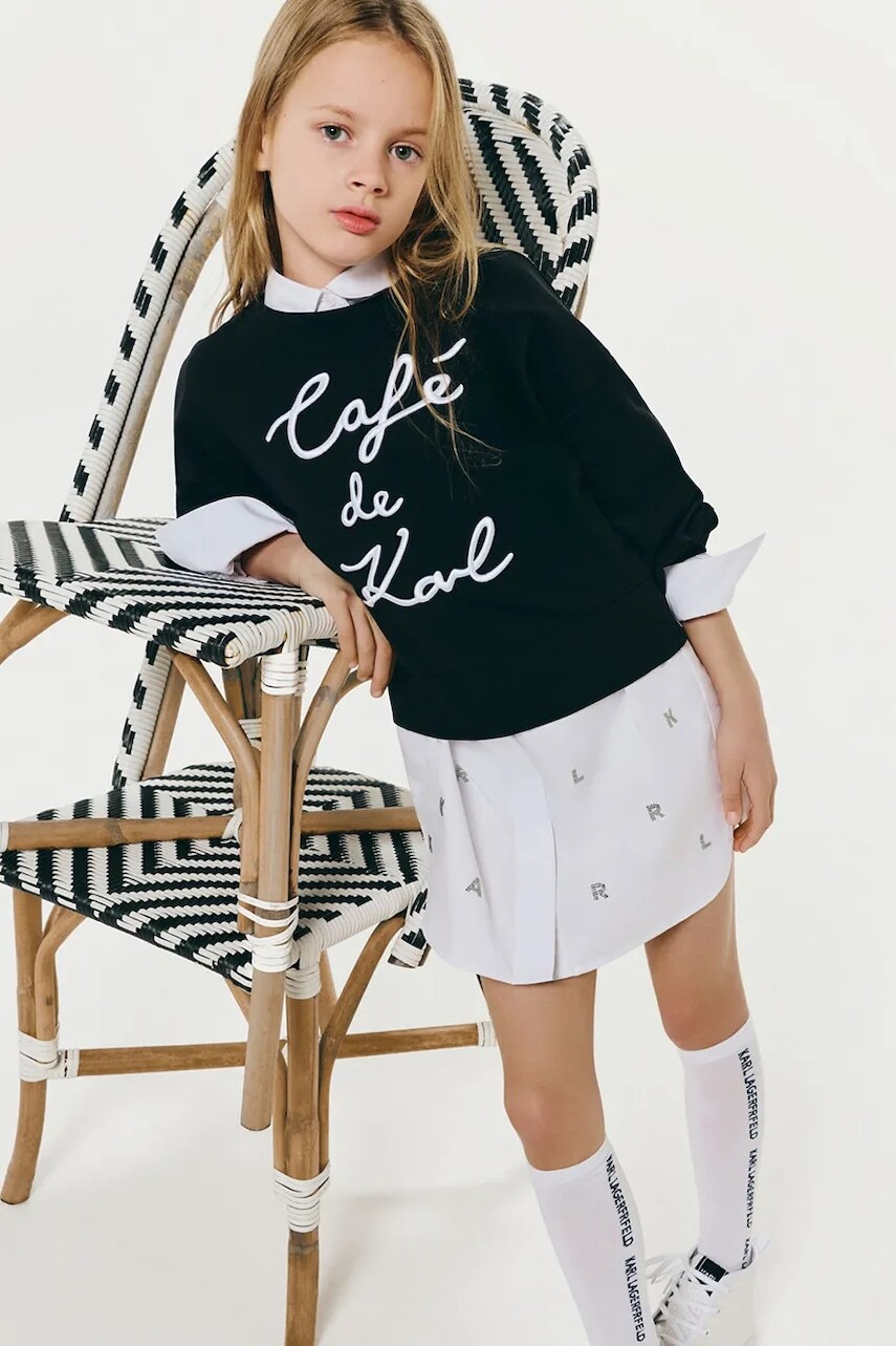 Detská mikina Karl Lagerfeld čierna farba, s potlačou, Z30473