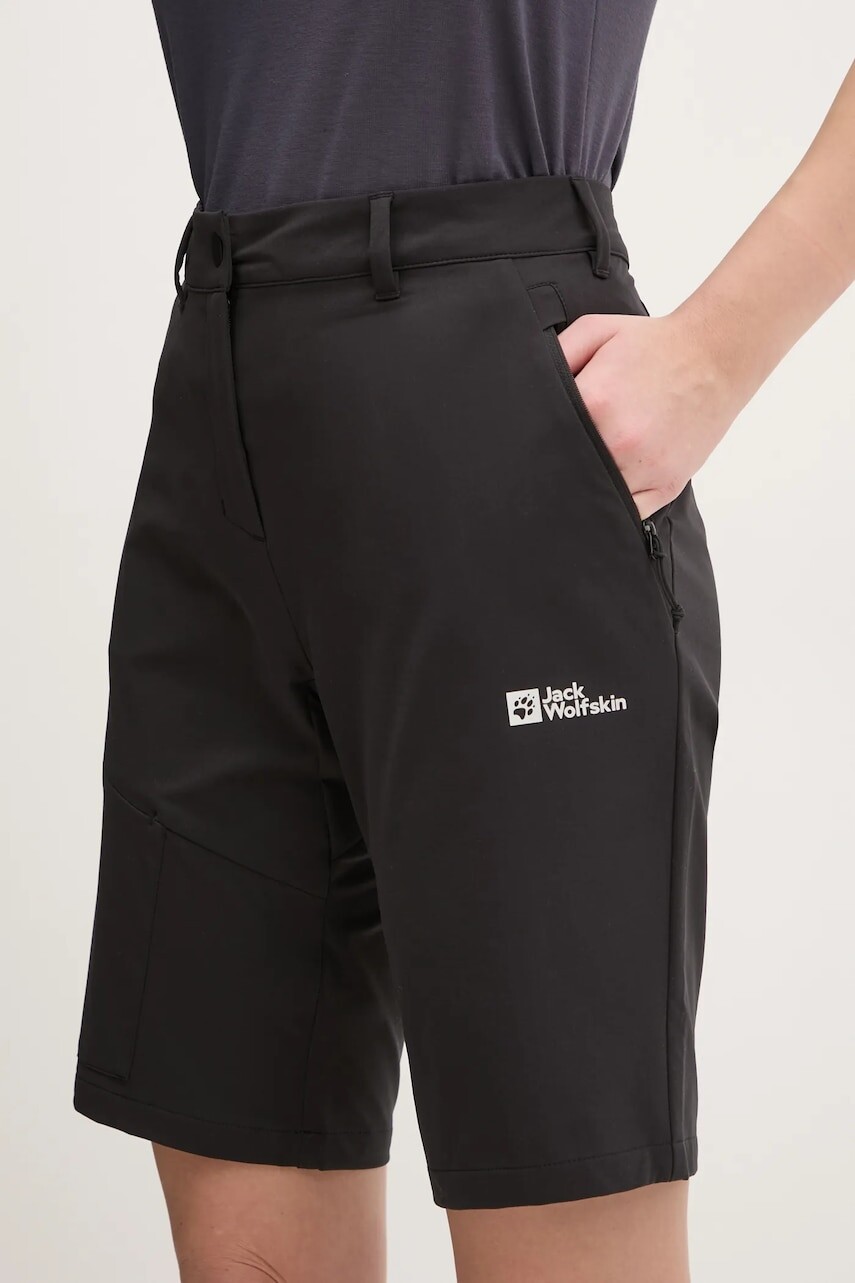 Turistické šortky Jack Wolfskin Pico Trail čierna farba, jednofarebné, vysoký pás, A63909