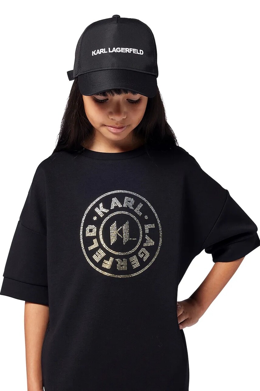 Detská baseballová čiapka Karl Lagerfeld čierna farba, s potlačou, Z30395
