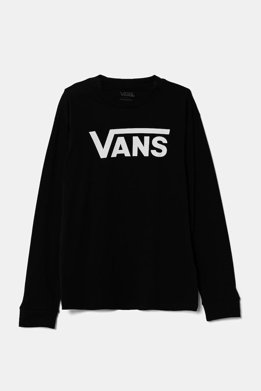 Detská bavlnená košeľa s dlhým rukávom Vans CLASSIC čierna farba, s potlačou, VN000XOIBLK1