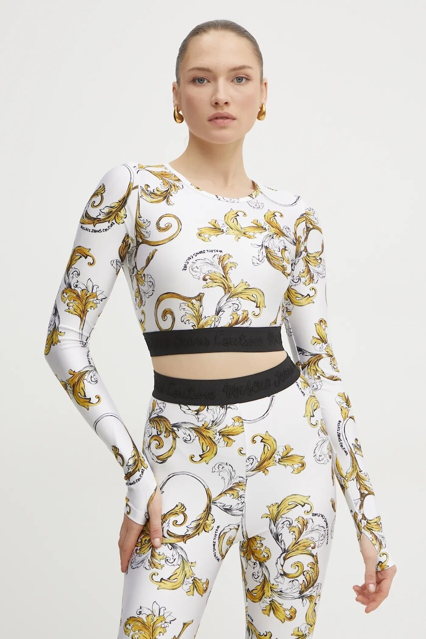 Tričko s dlhým rukávom Versace Jeans Couture biela farba, 78HAH218 JS470