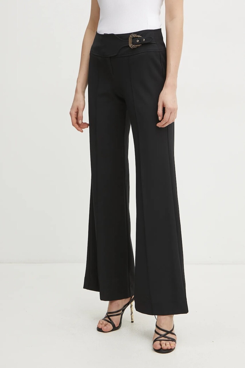 Nohavice Versace Jeans Couture dámske, čierna farba, rovné, vysoký pás, 78HAA104 N0356