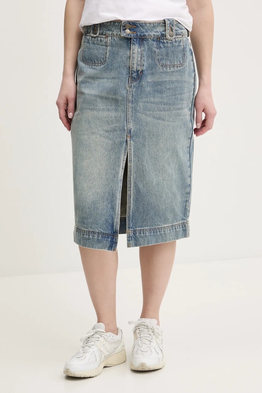 Rifľová sukňa Guess Originals midi, rovný strih, W5RG35 D4XY0