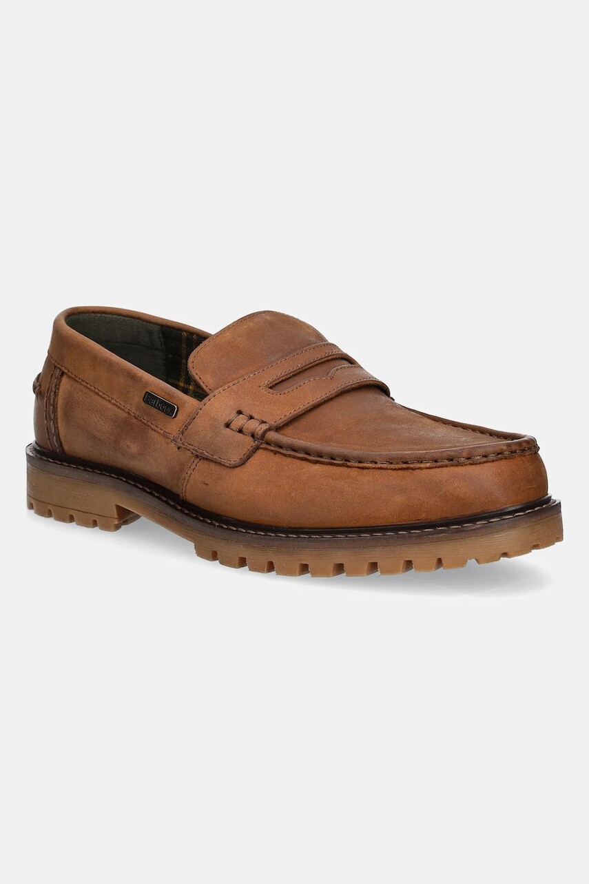 Kožené mokasíny Barbour Pumice pánske, hnedá farba, MFO0748TA51