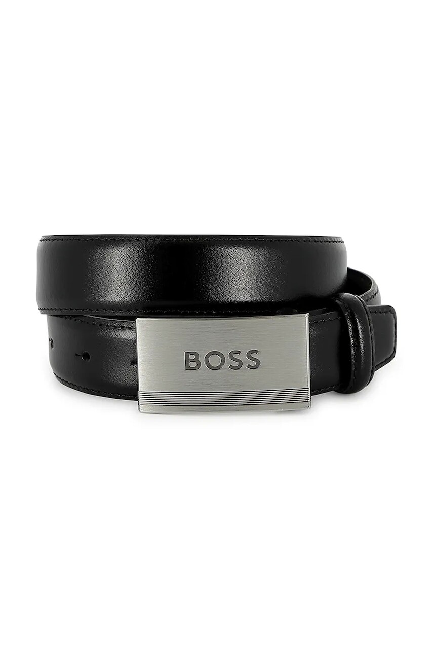 Detský kožený opasok BOSS čierna farba, J51741