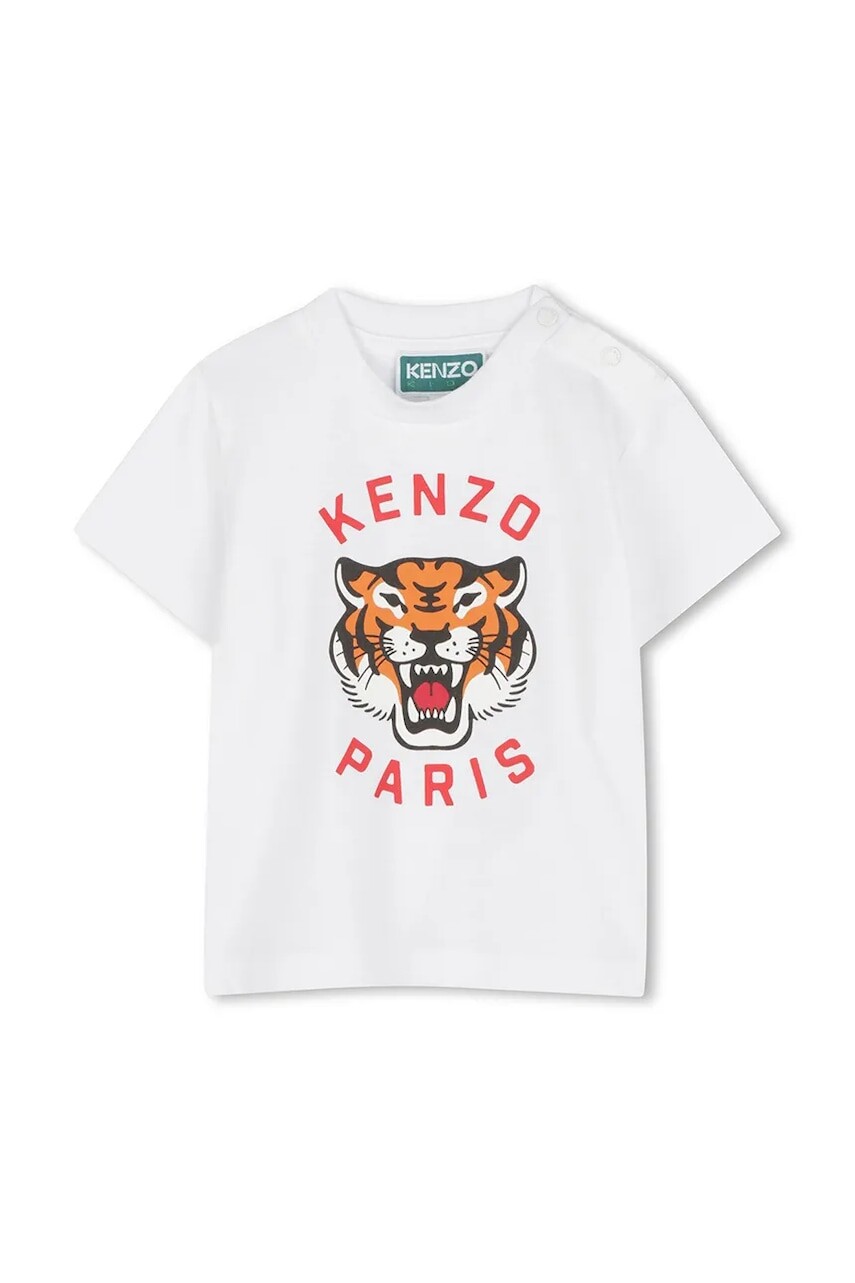 Detské bavlnené tričko Kenzo Kids biela farba, s potlačou, K60977