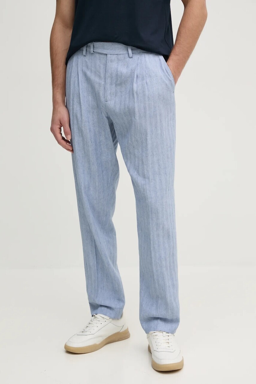 Nohavice s prímesou ľanu Tommy Hilfiger pánske, rovné, MW0MW38858