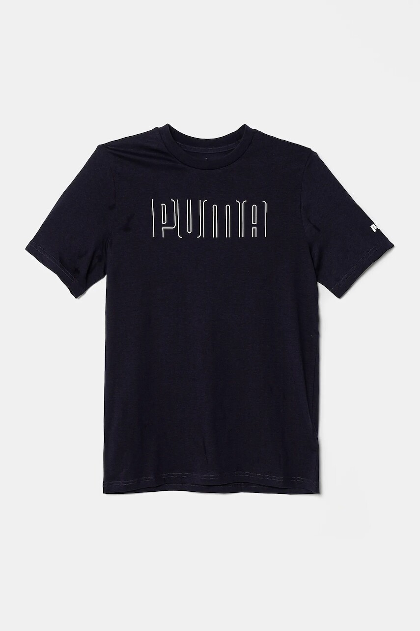 Detské bavlnené tričko Puma SPORT Graphic Tee tmavomodrá farba, s potlačou, 685850