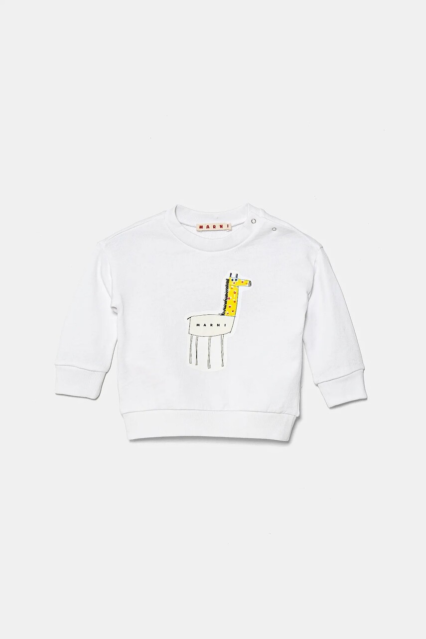 Bavlnená mikina pre bábätká Marni MS304B SWEAT-SHIRT biela farba, s potlačou, M01405