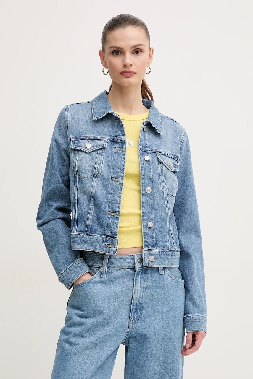 Rifľová bunda Tommy Hilfiger dámska, prechodná, WW0WW44373