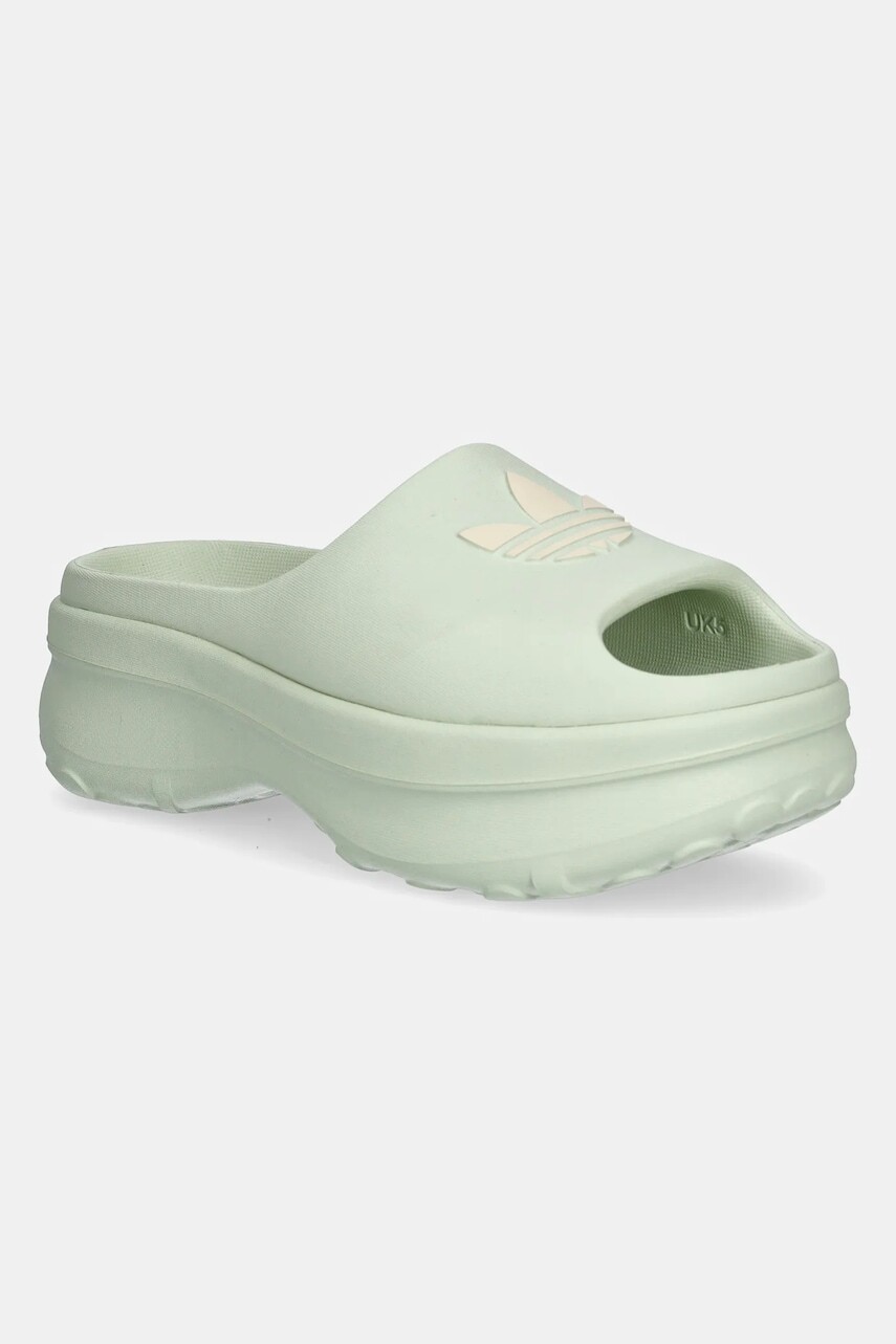Šľapky adidas Originals Adifom Stan Slide W dámske, zelená farba, na platforme, JH7467