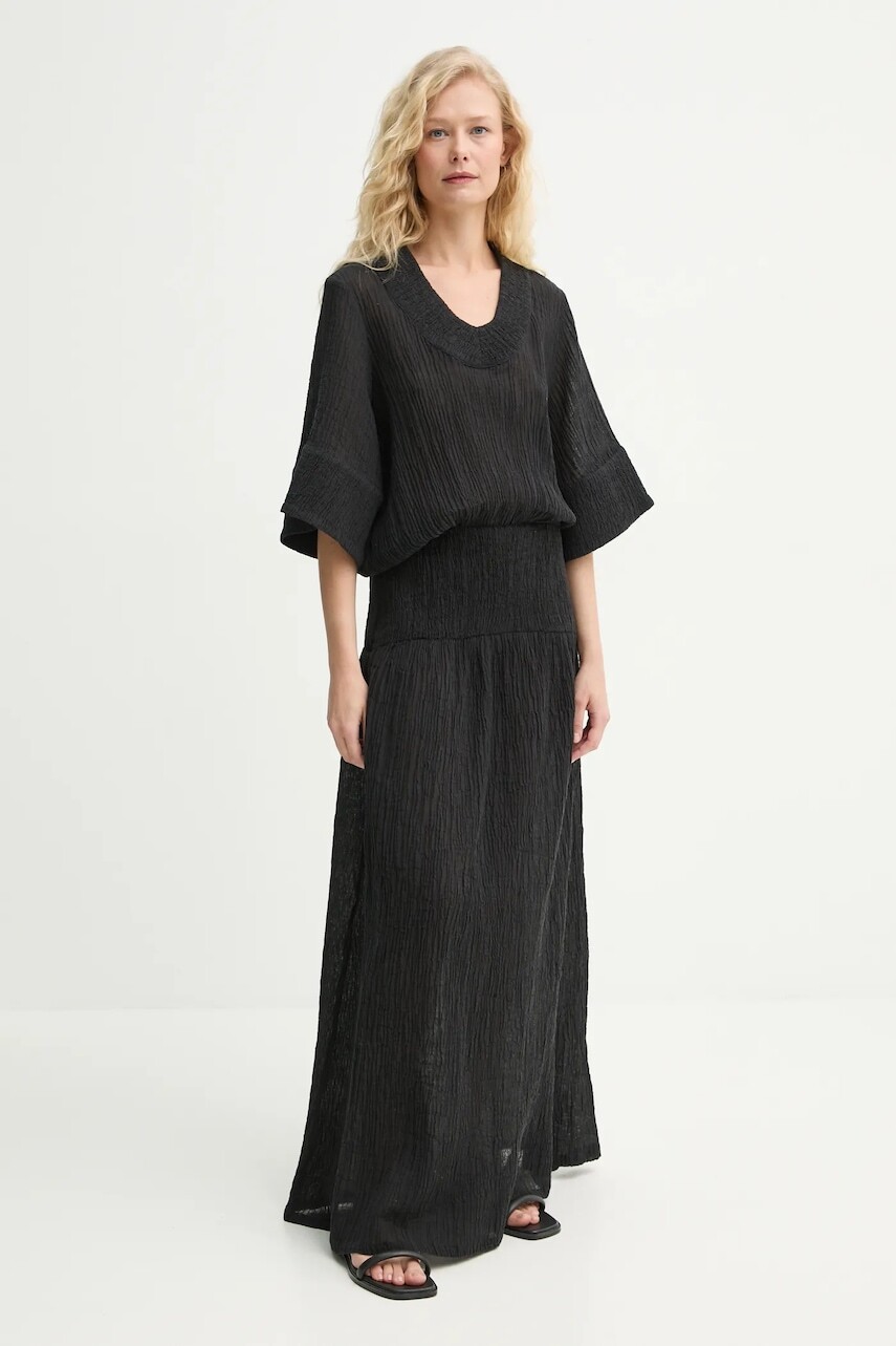 Šaty By Malene Birger ANAIS čierna farba, maxi, áčkový strih, 103391
